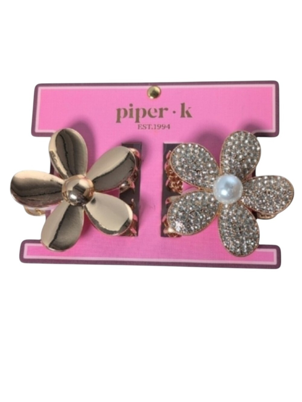 Piper K Gold Tone Metal Flower Daisy Hair Claw Clips